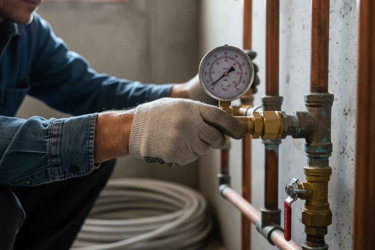 Pressure testing a repaired line during Water Line Repair in Barrytown